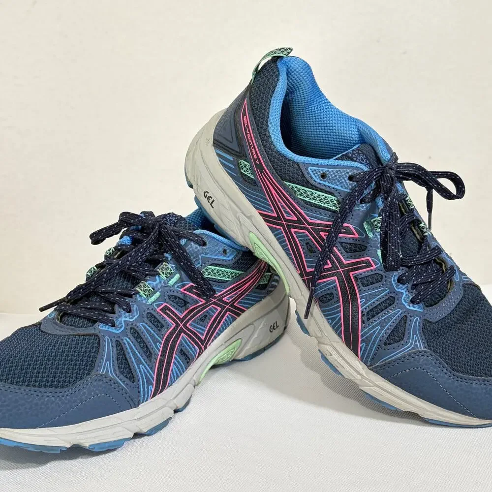 Asics Running Shoes Womens 8 GEL-VENTURE 7 Blue Comfort Low Top Trainer Sneakers